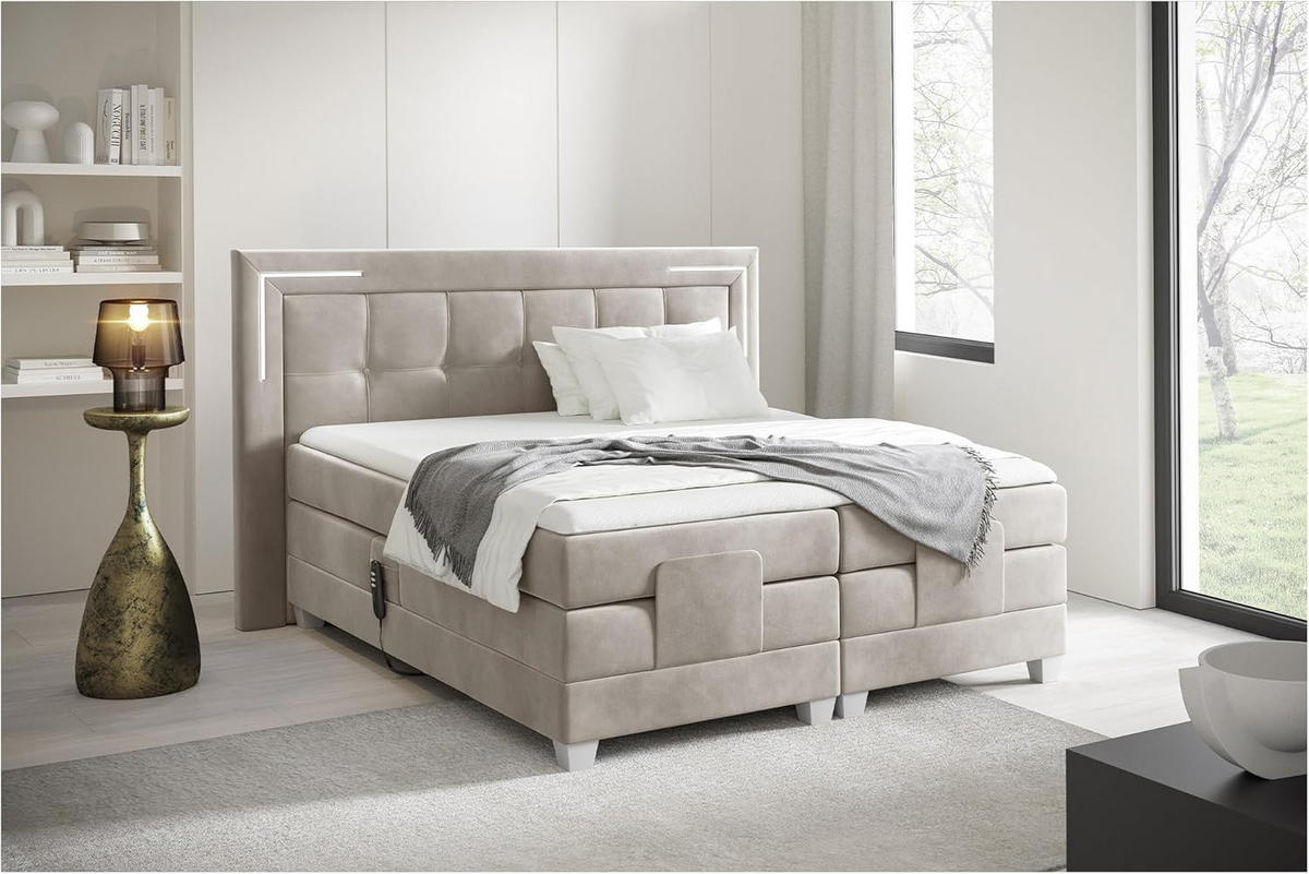 BOXSPRINGBETT TARENTE - Beige, Holzwerkstoff (120/200cm) - Meblini