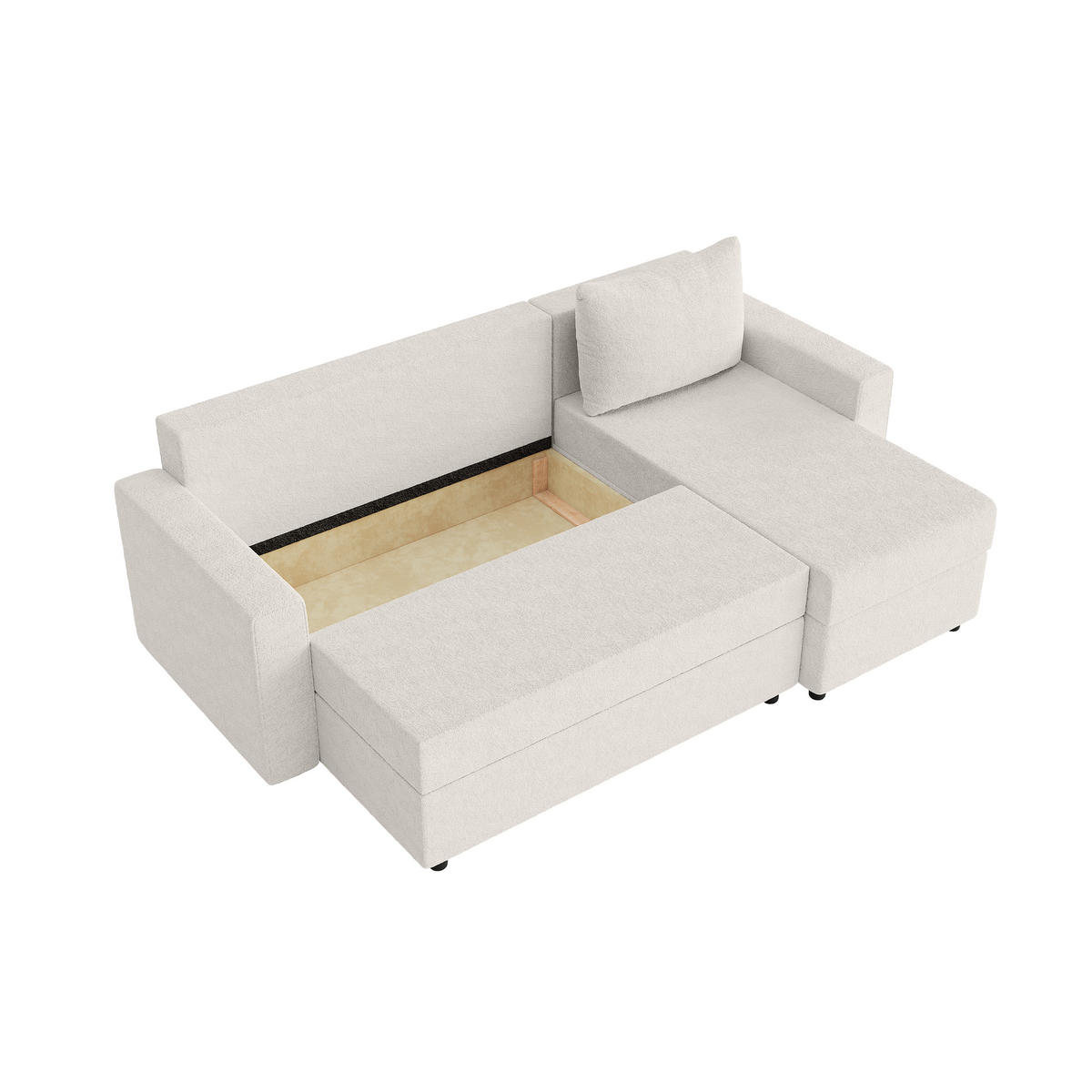 ECKSOFA Goka L mit Schlaffunktion, Weiß - Weiß, Textil (230/146cm) - Fedve