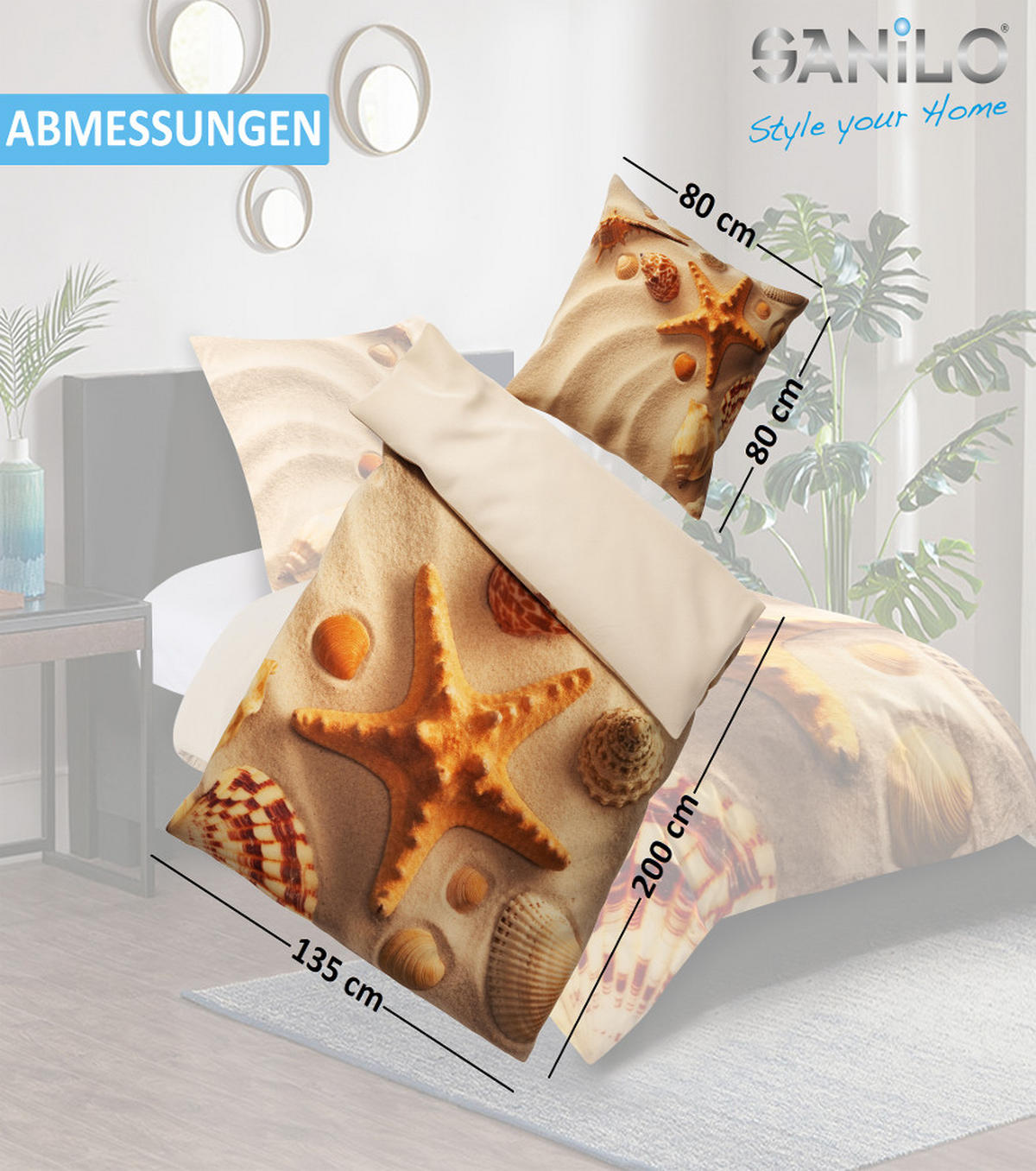 BETTWÄSCHE 2-teilig Sanibel - Beige, Naturmaterialien (135/200cm) - Sanilo