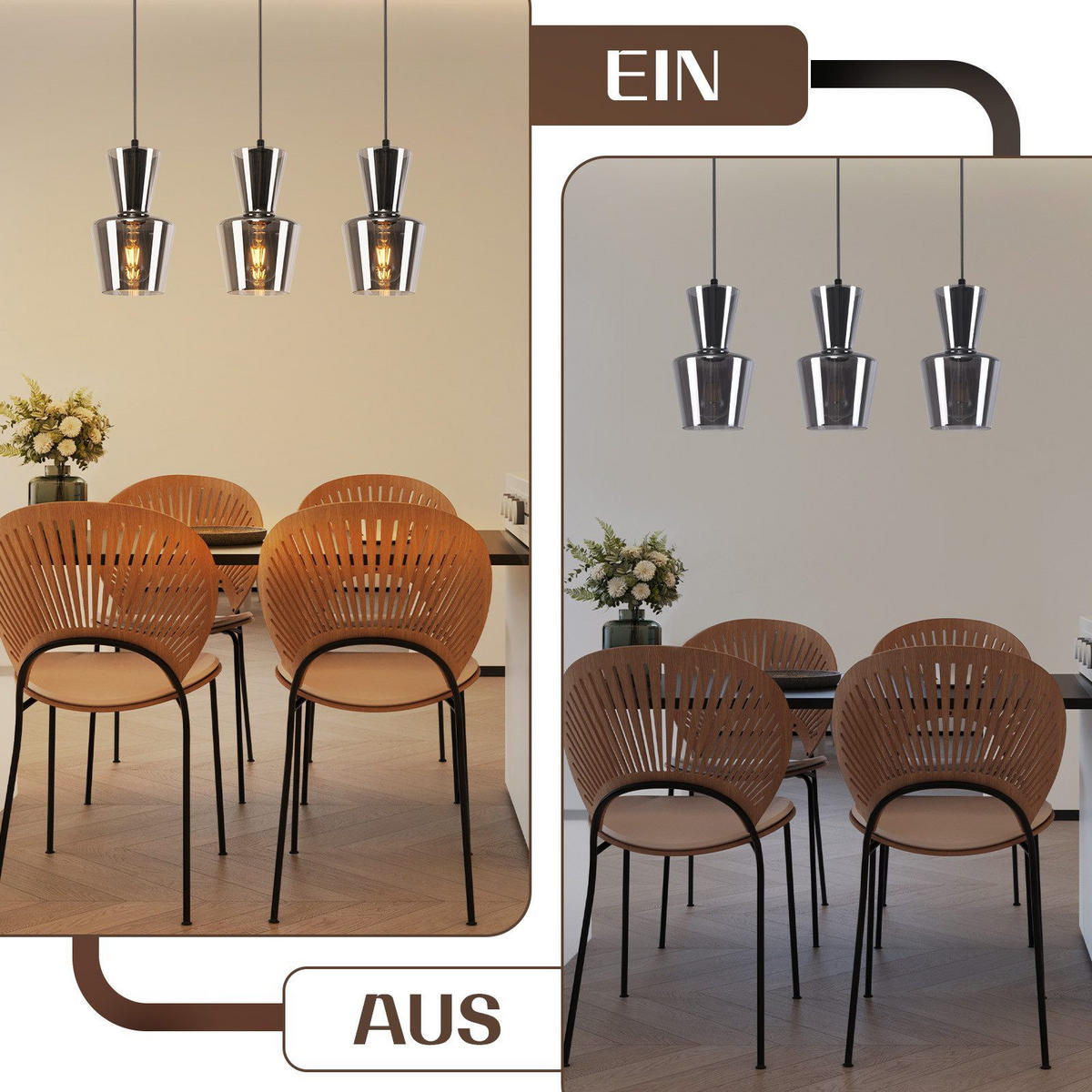 HÄNGELEUCHTE Fyxxu 15.0/150.0/56.0 cm - Grau, Glas (56/15/150cm) - ZMH