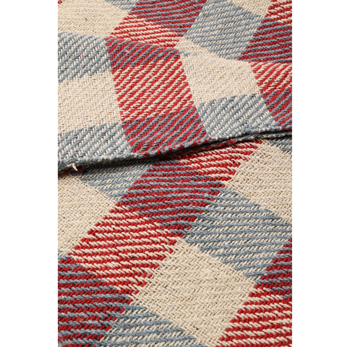 DECKE Würfel 130x180 cm, 100% Baumwolle, Blau-Rot - Rot, Textil (130/180cm) - Au Maison