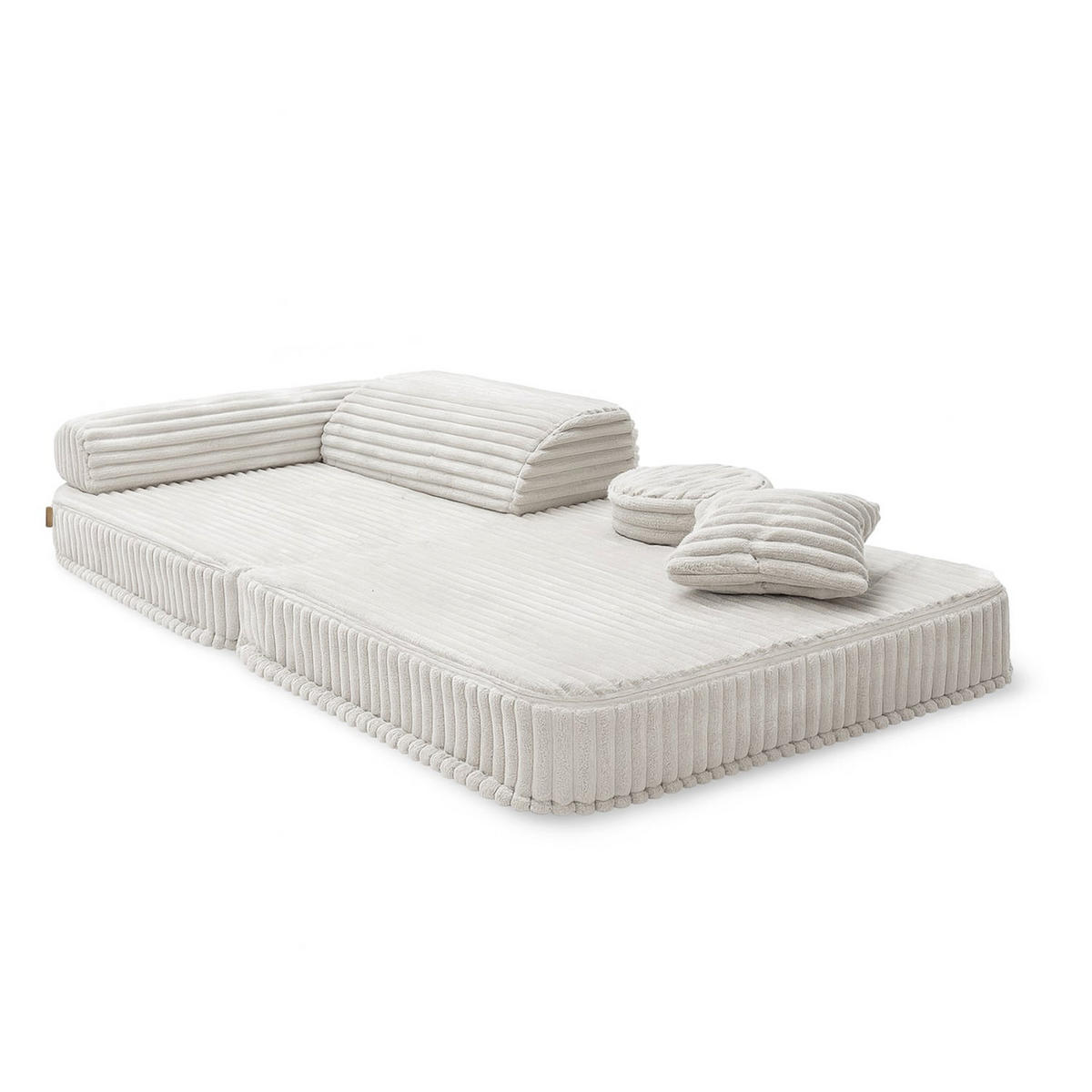 KINDERSESSEL modular 3-in-1 ausklappbar aus Plüschcord in Beige - Weiß, Textil (100/80/80cm) - MeowBaby
