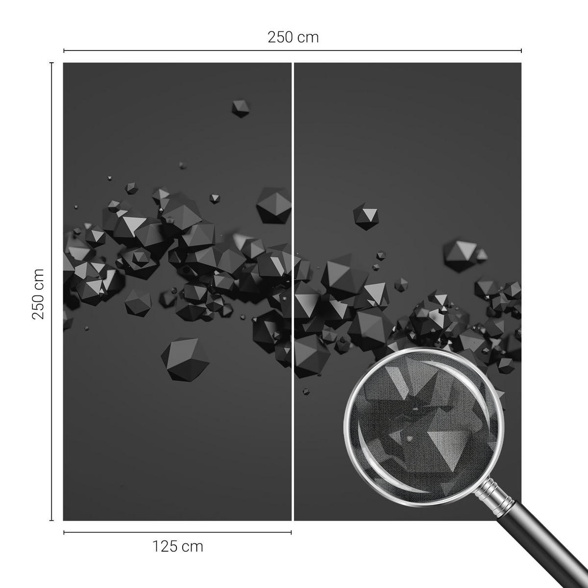 FOTOTAPETE 250x250 cm - Schwarze Klumpen - Weiß, Textil (250/250cm) - Wallfluent