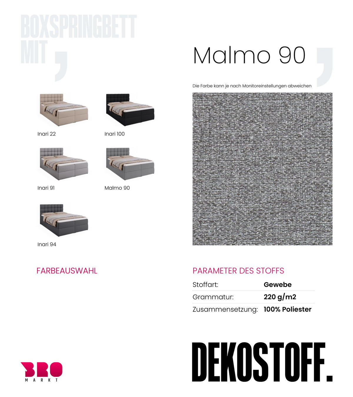 BOXBETT Dakota mit Topper 140/200 Hellgrau - Hellgrau, Textil (140/200cm) - Bromarkt