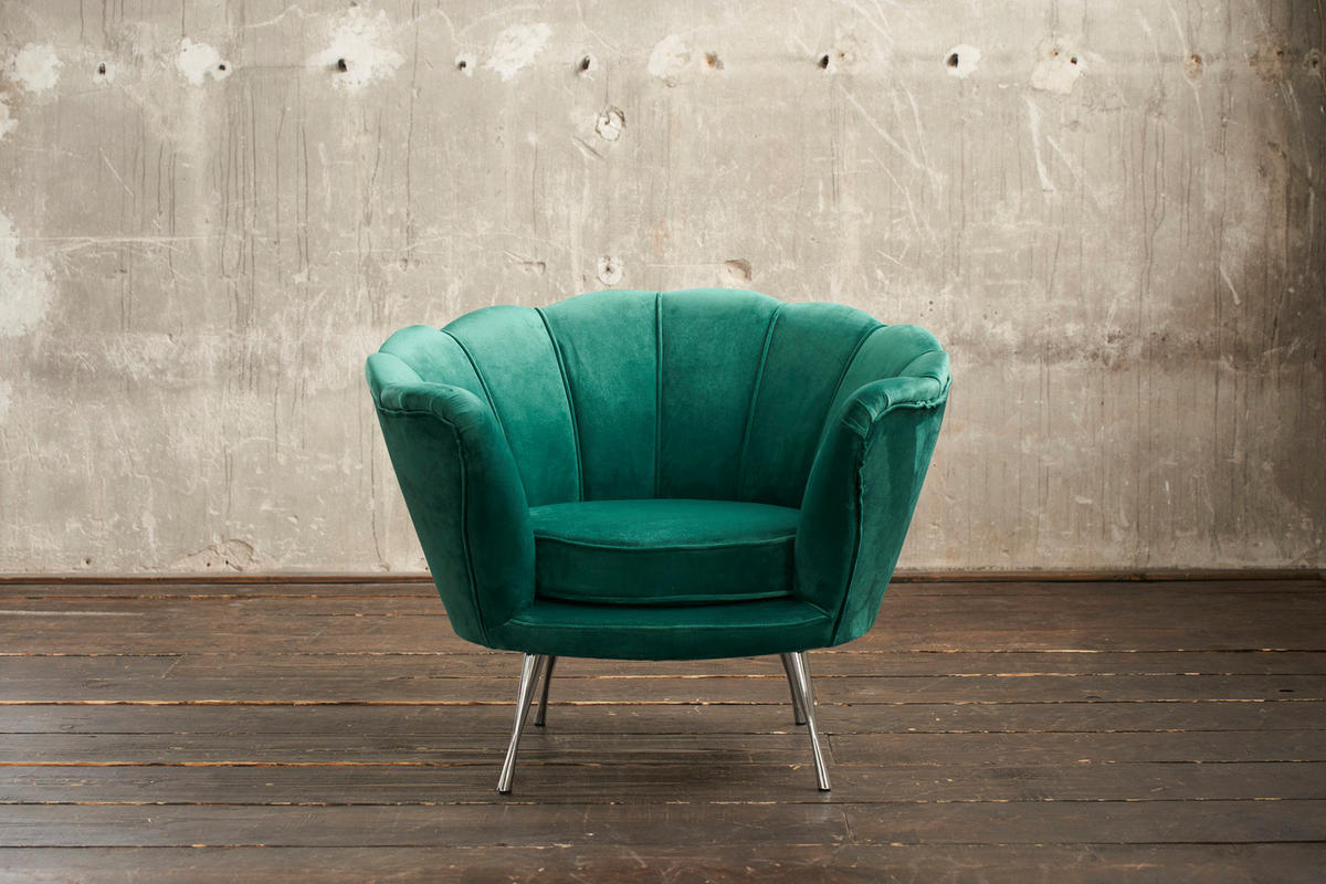 SESSEL NARLA Grün Velvet - Silberfarben/Grün, Textil (97/78/70cm) - KAWOLA