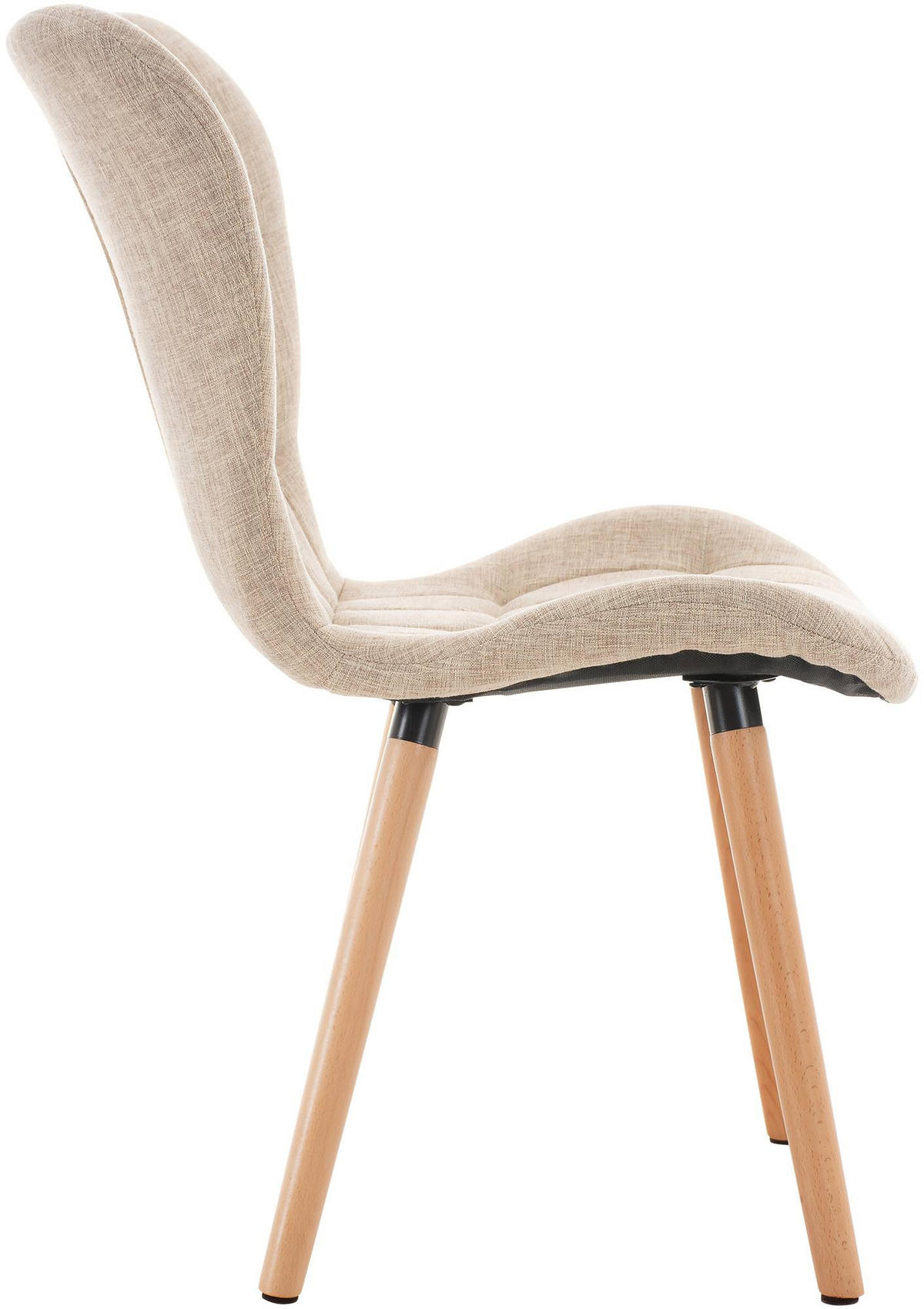 STUHL 2er Set Stoff creme - Eukalyptusholzfarben/Creme, Holz/Textil (50/88/63cm) - CLP