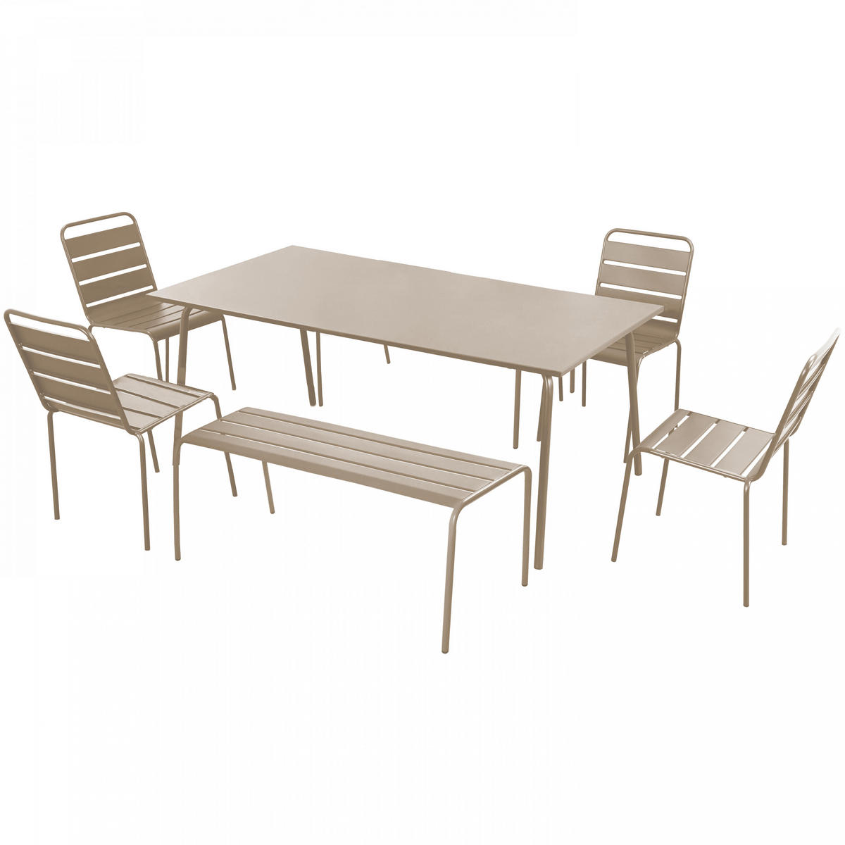 GARTENSET 7-tlg., Taupe - Taupe, Metall - Oviala