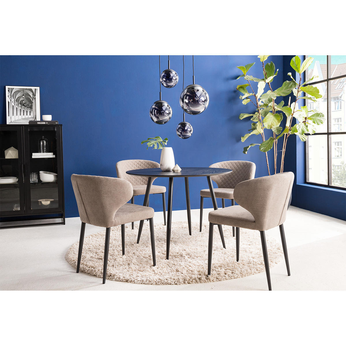 ESSTISCH - Eiche - Eichefarben/Schwarz, Holzwerkstoff/Metall (100/100/75cm) - home24