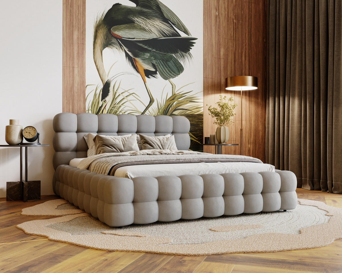 POLSTERBETT 140x200 cm Parlas Bis, Bettkasten, Lattenrost, Hellgrau - Hellgrau, Holz/Textil (140/200cm) - Emporius