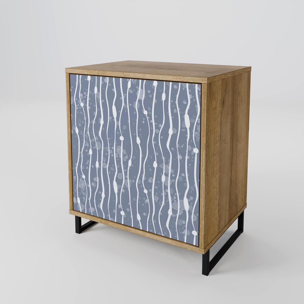 SIDEBOARD GRAPHITE RAIN, Eichefarben, 57,5x42x77,5 cm, Schräge Buchenholzfüße - Eichefarben/Buchefarben, Holzwerkstoff/Buchenholz (57.5/77.5/42cm) - SpaceRebels