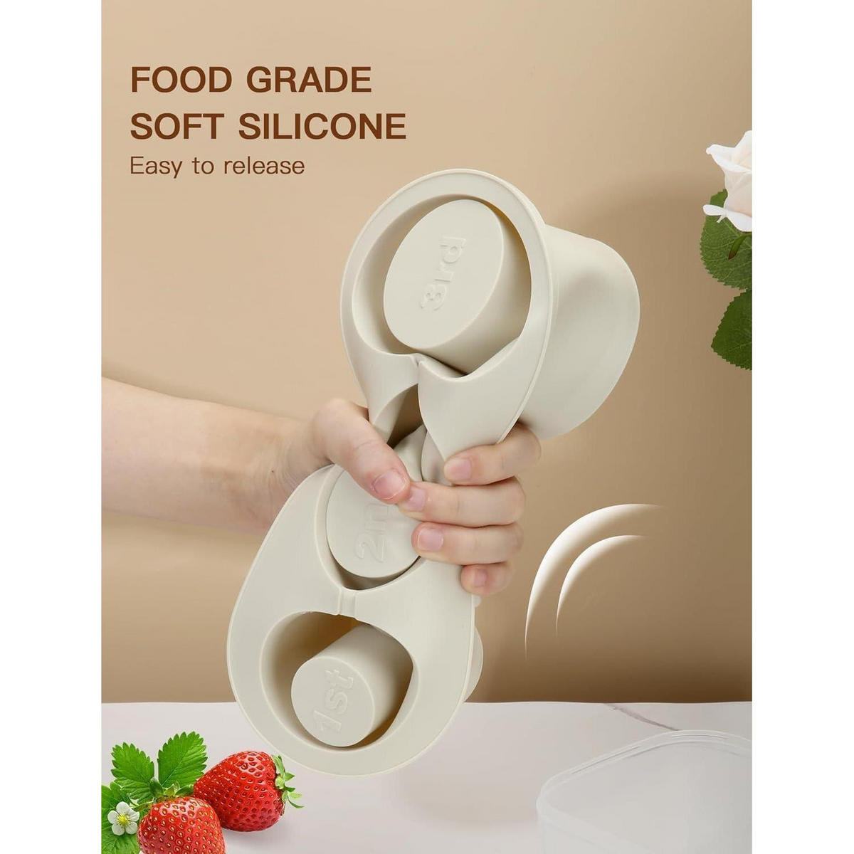 EISWÜRFELFORM Silikon mit Deckel für 40 Oz Becher - Creme, Kunststoff (1/1/1cm)