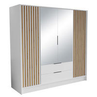 SCHRANK Weiß ORE 200 Mit Lamellen Und Spiegel Craft Gold - Eichefarben/Goldfarben, Holzwerkstoff (200/200/51cm) - Sepro Meble