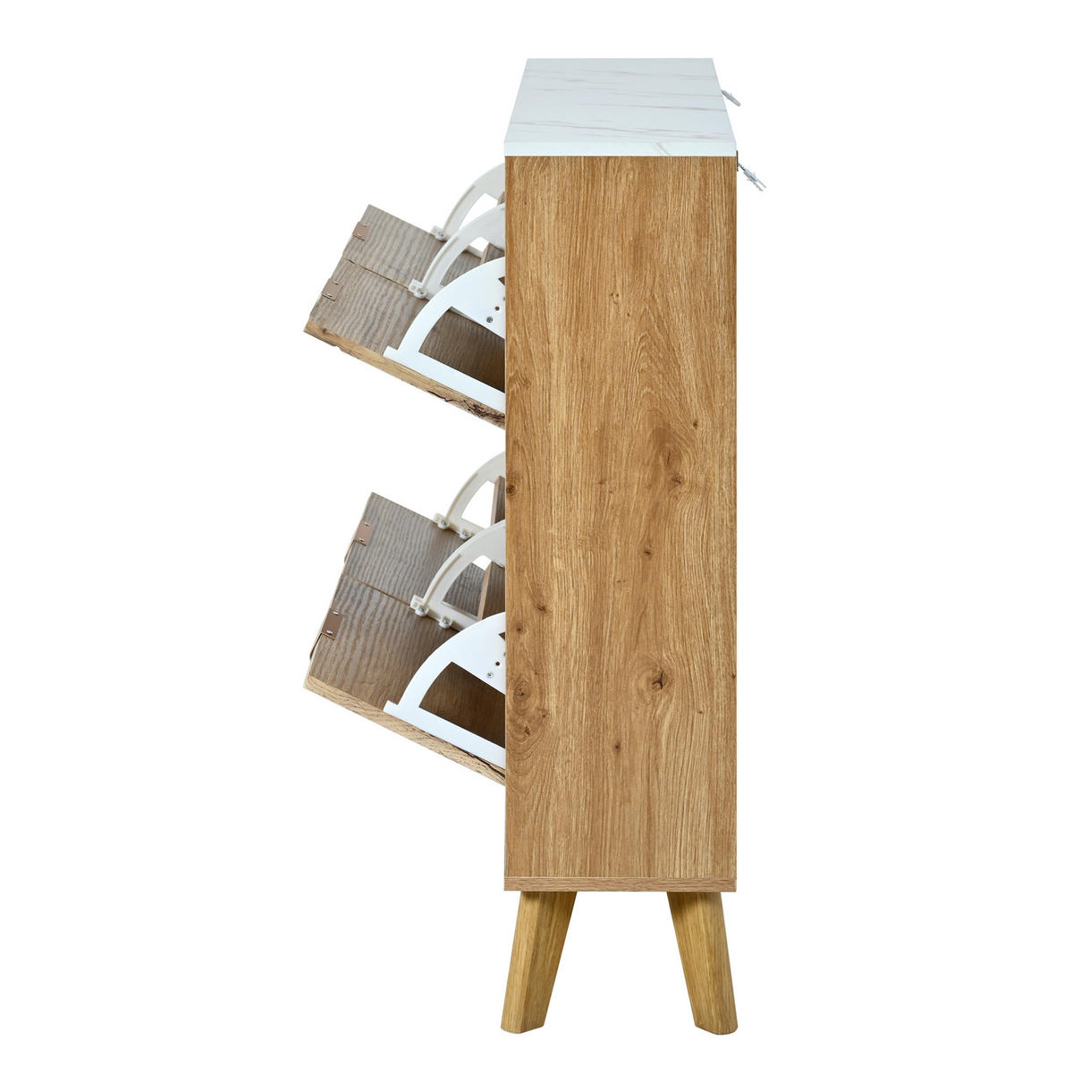 SCHUHSCHRANK mit 4 Klapptüren 105 x 24 x 95,5 cm MDF Natural - Naturfarben, Holz (24/95.5/105cm) - Beauniv