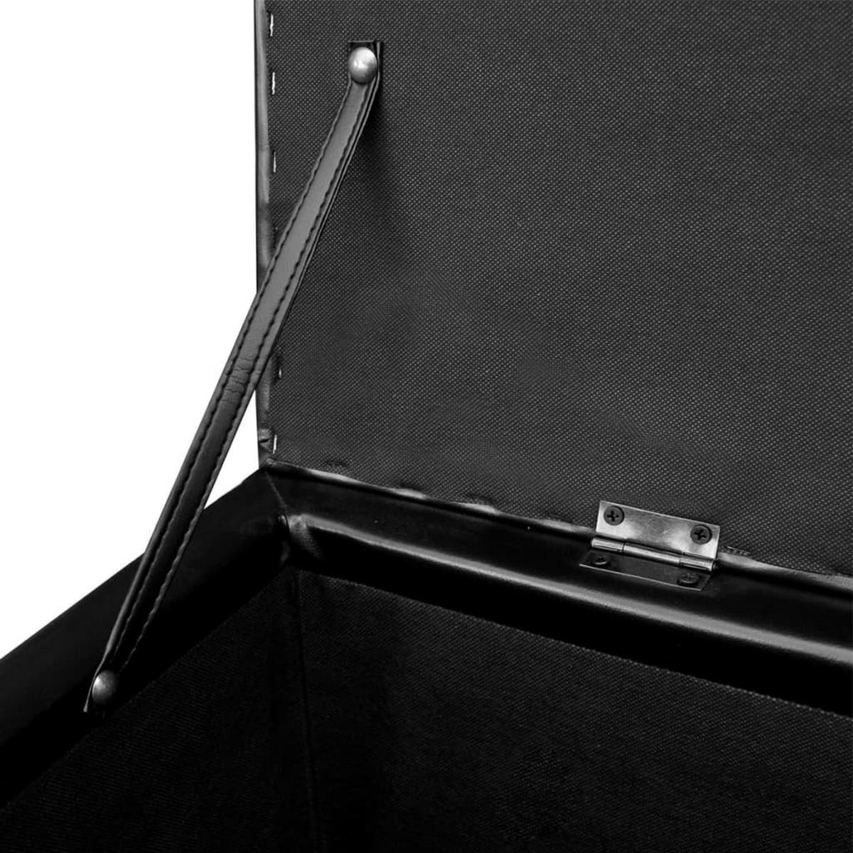 SITZBANK Mit Stauraum Lang Holz Schwarz - Schwarz, Leder (39/44/116cm) - vidaXL