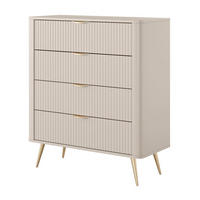 SIDEBOARD mit Schubladen Brando, 88 cm, Beinen, Beige - Beige/Goldfarben, Holz/Metall (88/101/38cm) - Emporius