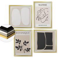 WANDBILDER 4er Set - 50x50 cm & 40x60 cm Goldrahmen - Matisses stilvolle Pflanzenbilder - Goldfarben, Kunststoff (50/50cm) - ArtPrintCave