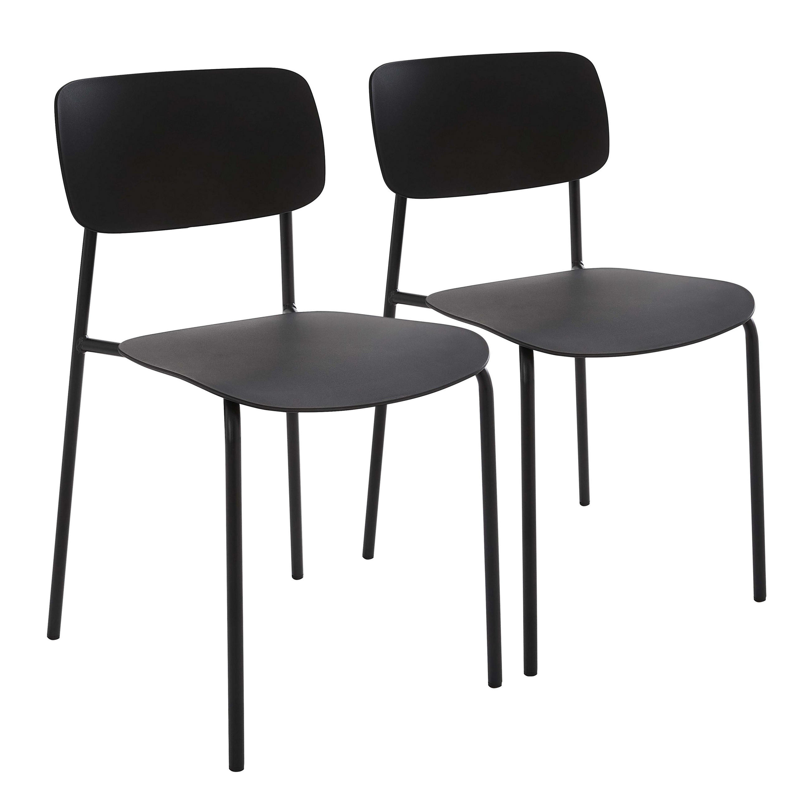 STÜHLE 2-tlg. aus Stahl und Kunststoff, Schwarz - Schwarz, Kunststoff (45/78/51cm) - Oviala