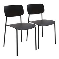 STÜHLE 2-tlg. aus Stahl und Kunststoff, Schwarz - Schwarz, Kunststoff (45/78/51cm) - Oviala