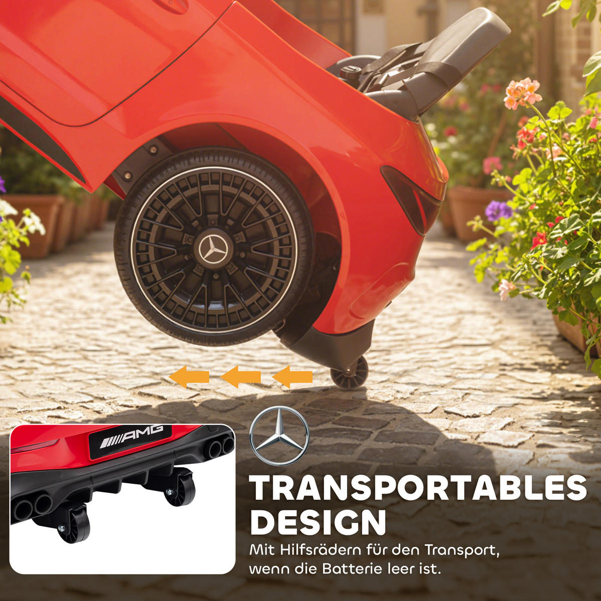 KINDER-ELEKTROAUTO 2 x 12V Kinderauto mit Musik, MP3, Sanftem Start/Stopp - Rot, Kunststoff (99/55/43cm) - AIYAPLAY