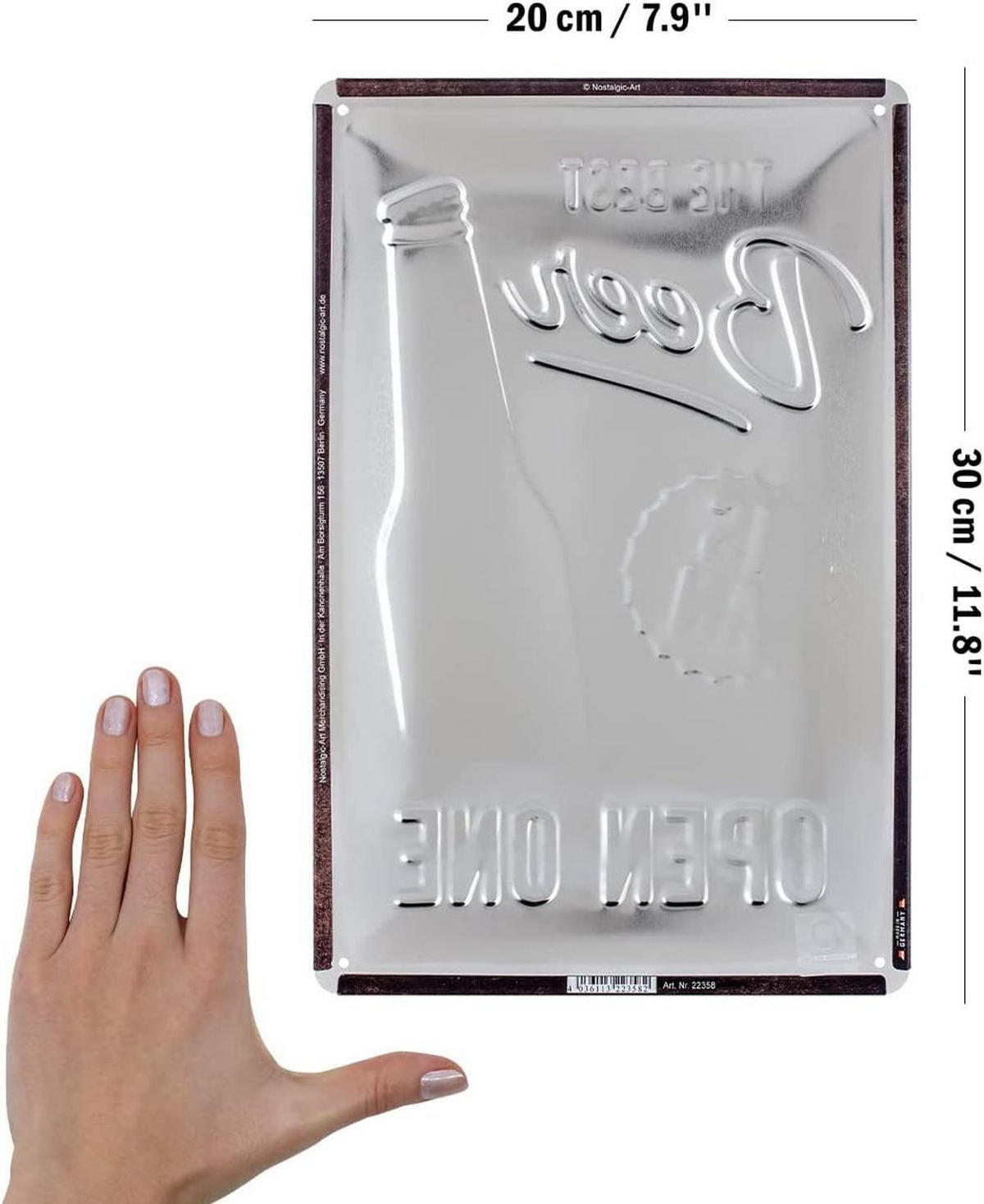 BLECHSCHILD 20/30 cm The Best Beer is an Open One - Multicolor, Metall (20/30/0.2cm) - Nostalgic-Art