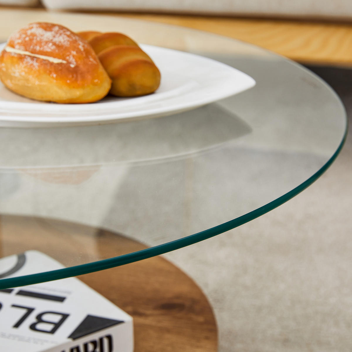 COUCHTISCH 69,8/69,8/49,8 cm Klar aus Holzwerkstoff und Glas mit mehrstufigen Ablageflächen - Klar, Holzwerkstoff (69.8/69.8/49.8cm) - OKWISH