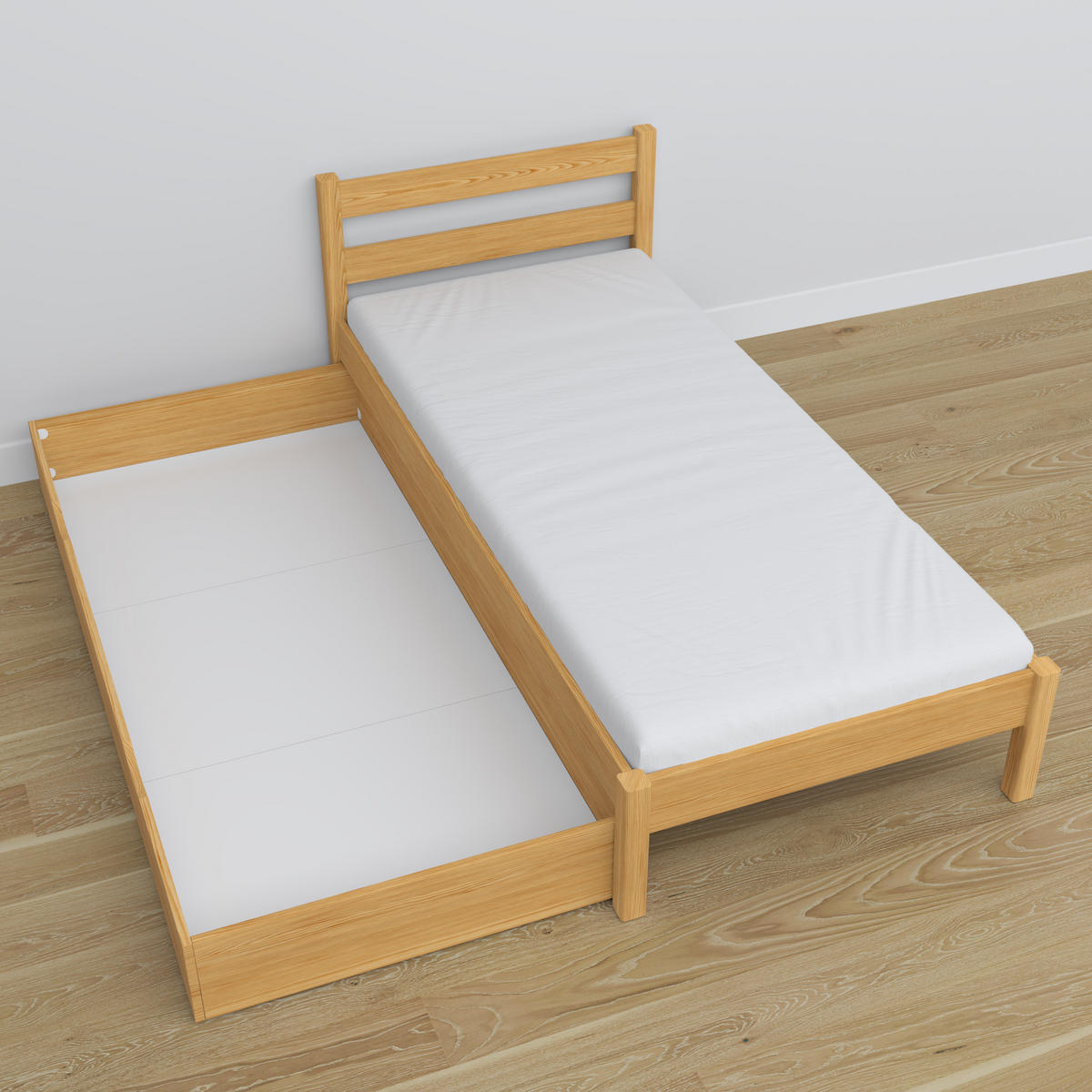 BETT mit Schublade N01 Naturkiefer 90/190 - Hellbraun, Naturmaterialien/Holz (90/190cm) - N-Wood