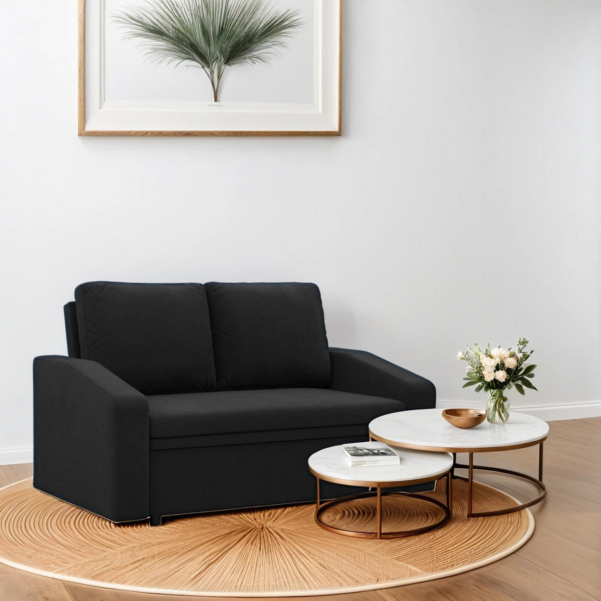 SOFA Neo mit abgeschrägter Armlehnen schwarz - Schwarz, Textil (148/90/87cm) - SIMKAM Furniture
