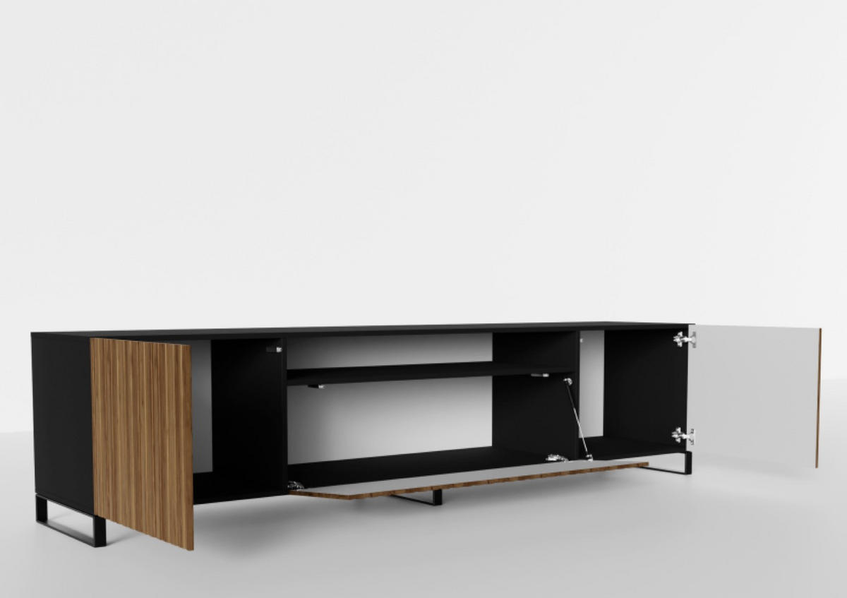 TV-SCHRANK Schwarz Catania Eiche RIO 200 Stehend - Schwarz, Holzwerkstoff (200/53/41cm) - Sepro Meble