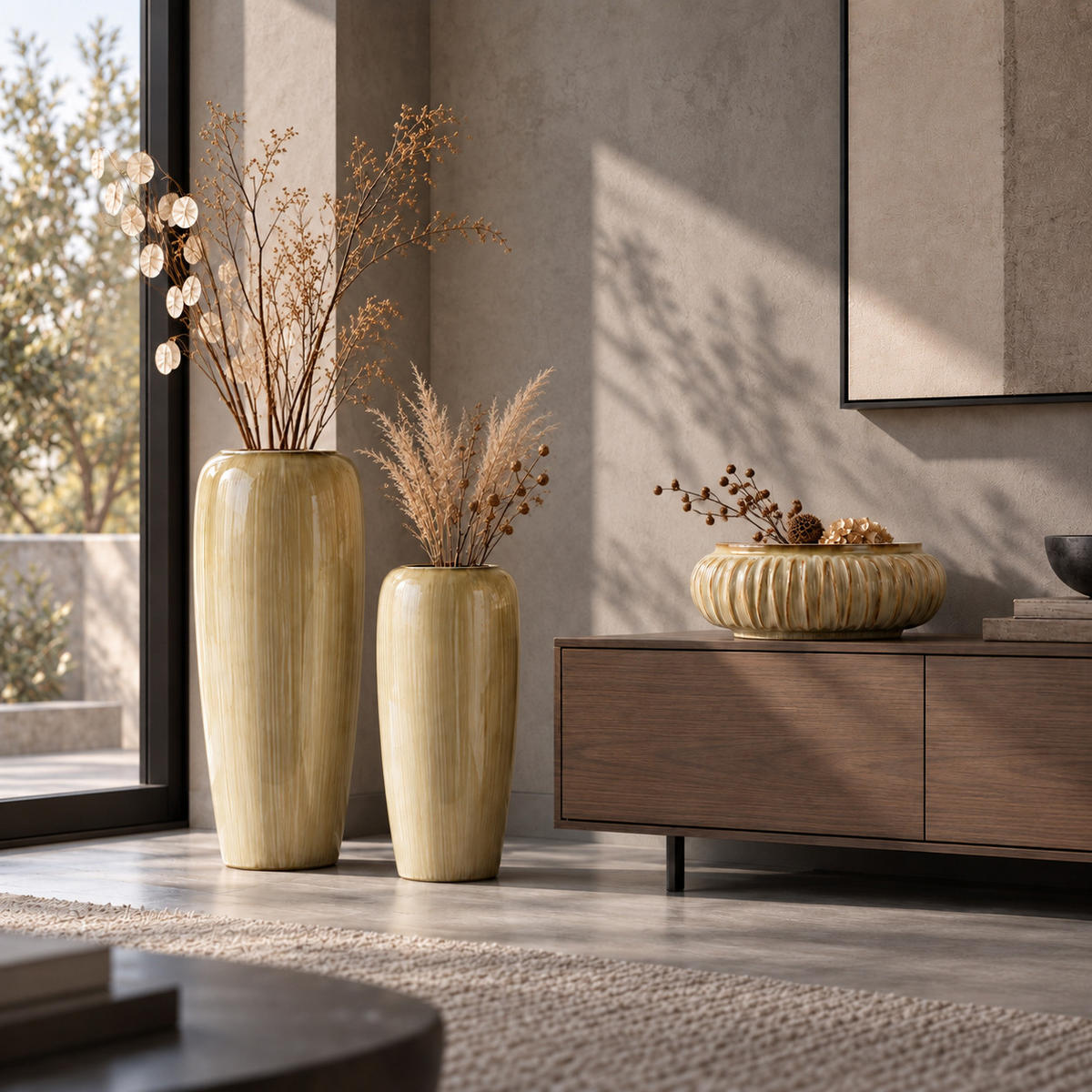 MANON Keramikvase, beige, 52 cm - Beige, Keramik (52cm) - Mondex