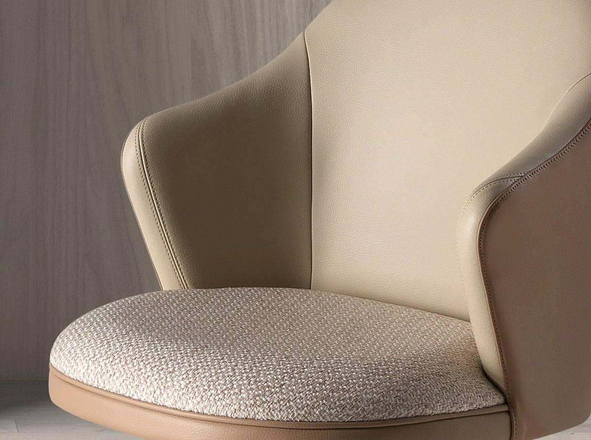 BARHOCKER Drehbarer aus cremefarben meliertem Stoff und braunem Kunstleder 54/57/87 cm - Pink/Buchefarben, Leder/Textil (54/87/57cm) - ANGEL CERDA