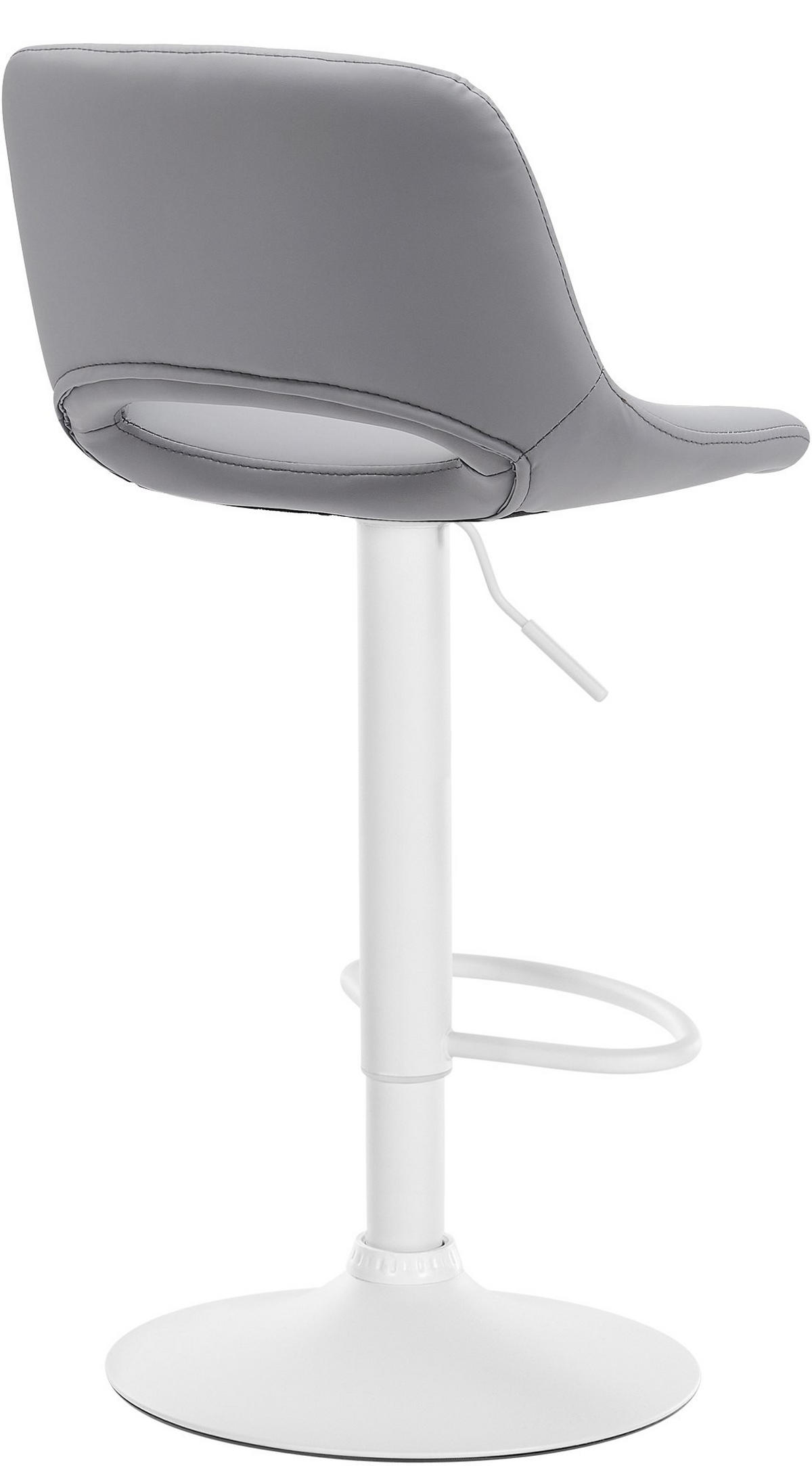BARHOCKER JAKSON Grau Kunstleder Weiß - Grau, Leder/Metall (42/86/46cm) - DELUKE