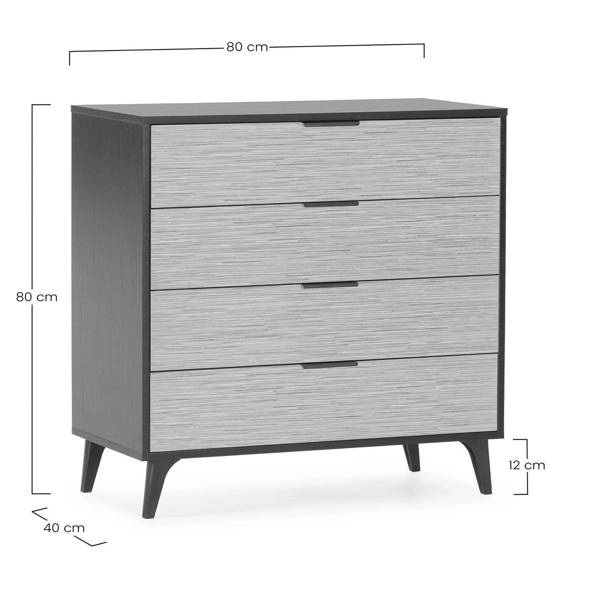 KOMMODE Denis 80/80/40 Schwarz/Holzfarbe - Schwarz, Holzwerkstoff (80/80/40cm)