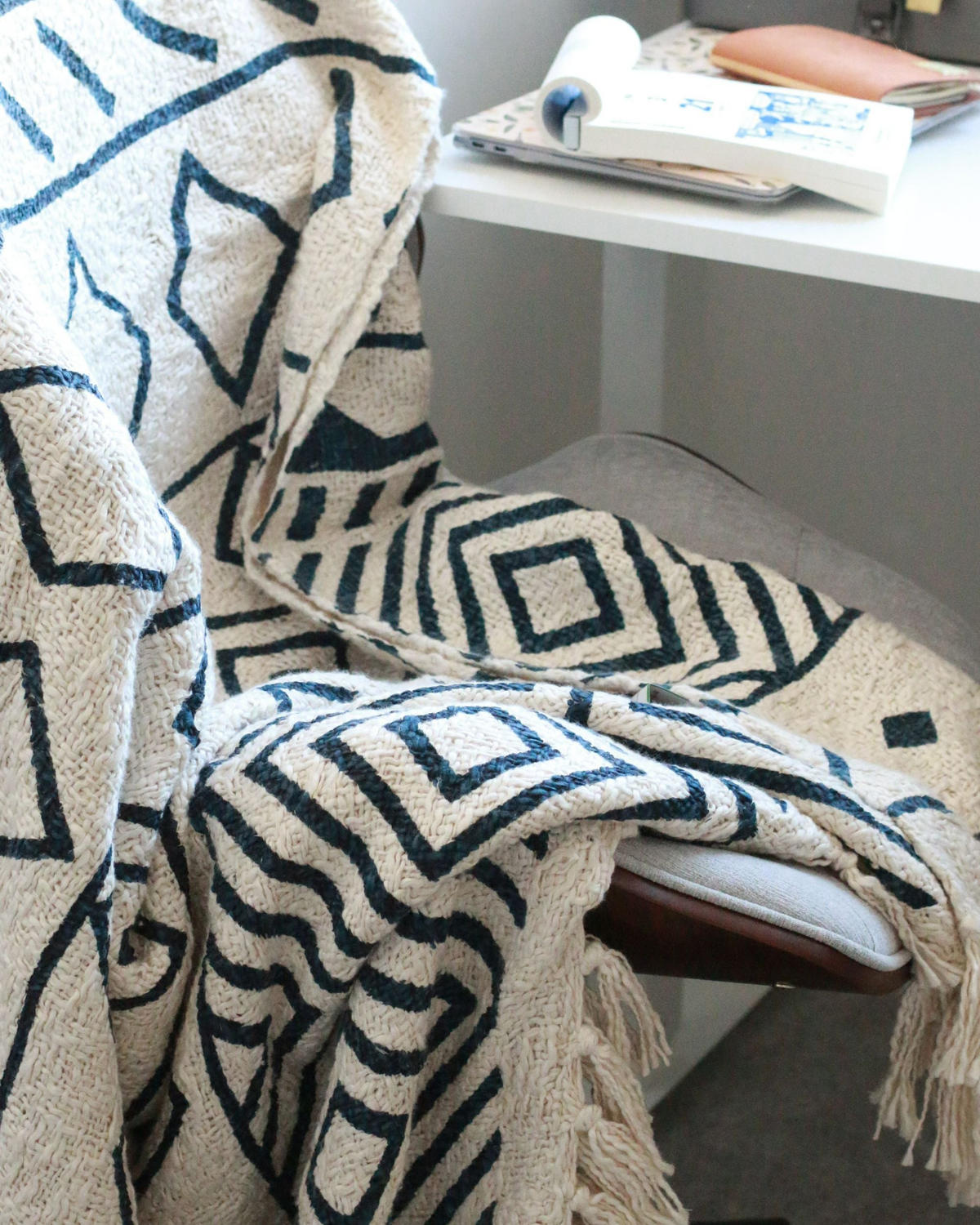 PŘIKRÝVKA Bavlna 150/200 cm Béžová Najuy - modrá/světle modrá, textil (150/200cm) - Beliani