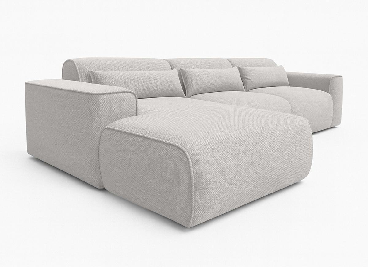 ECKSOFA L Form Ruyam Hellgrau 310/165/78 cm – Schlaffunktion Links - Hellgrau/Schwarz, Kunststoff/Textil (170/310cm) - AX Living