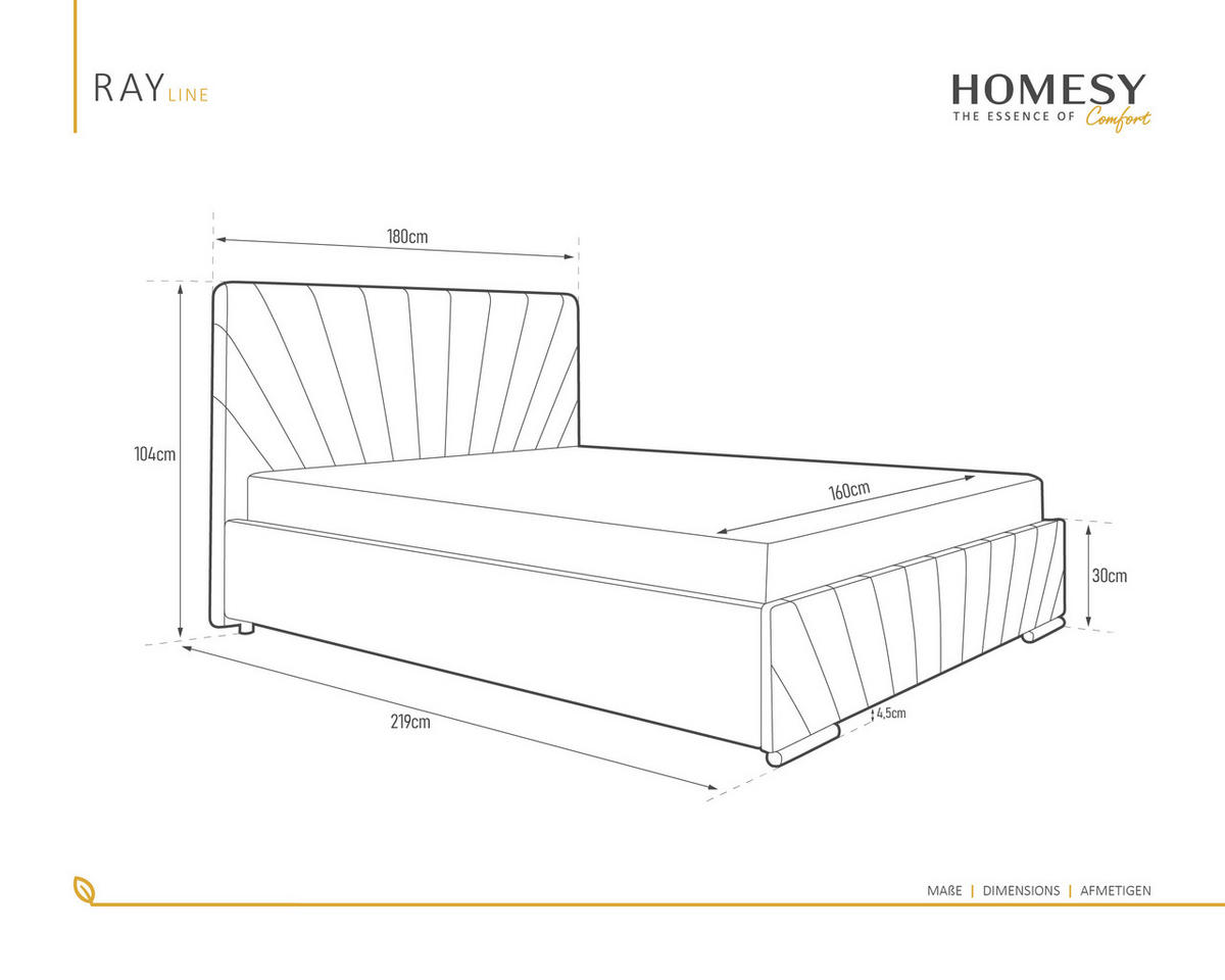 POLSTERBETT Ray 160 x 200 cm mit Bettkasten und Lattenrost, Federkernmatratze- grau - Grau, Holz (160/200cm) - Homesy