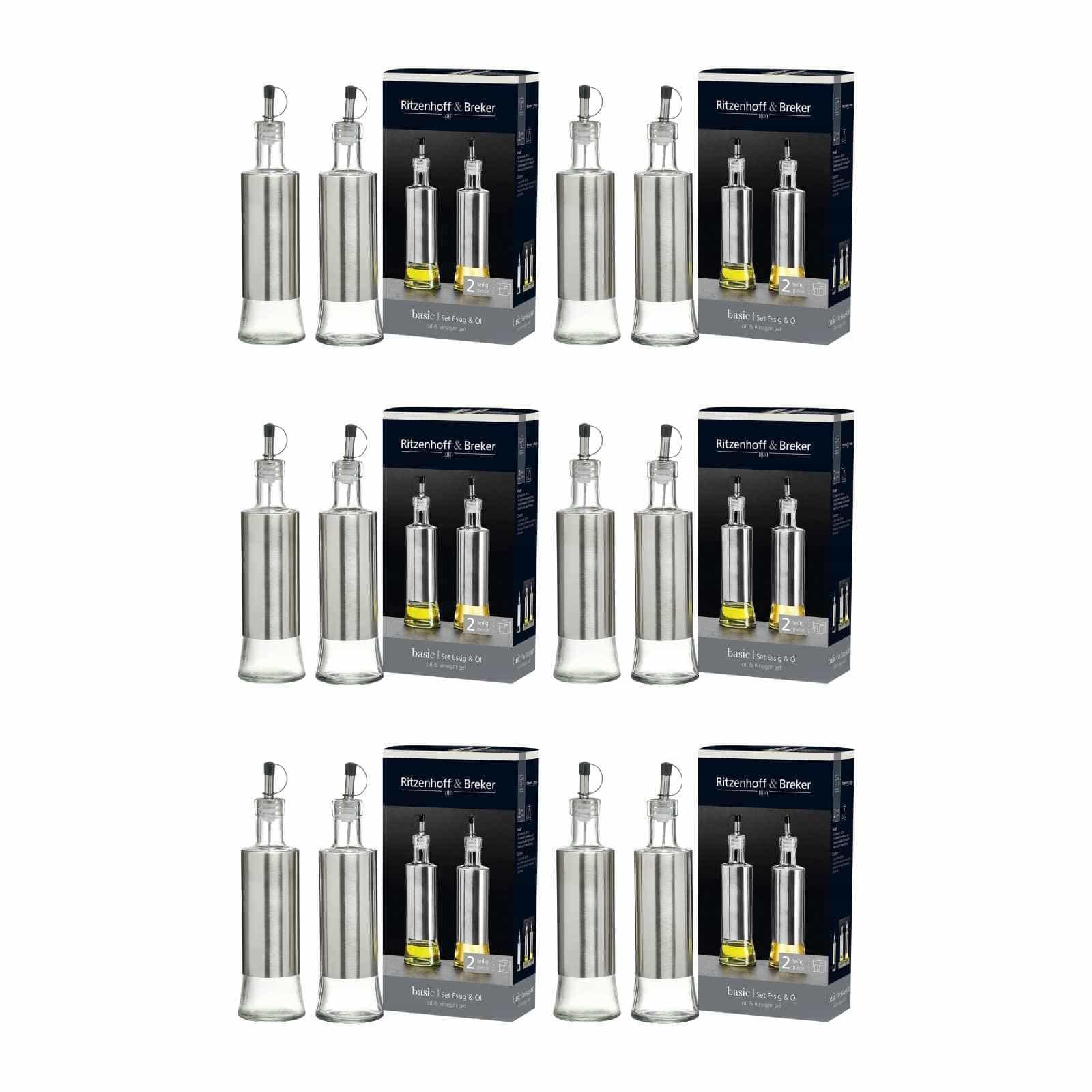 ESSIG & ÖL FLASCHEN Basic transparent-silber 320 ml 12-tlg. - Transparent/Silberfarben, Glas/Metall (7/26/14cm) - Ritzenhoff Breker