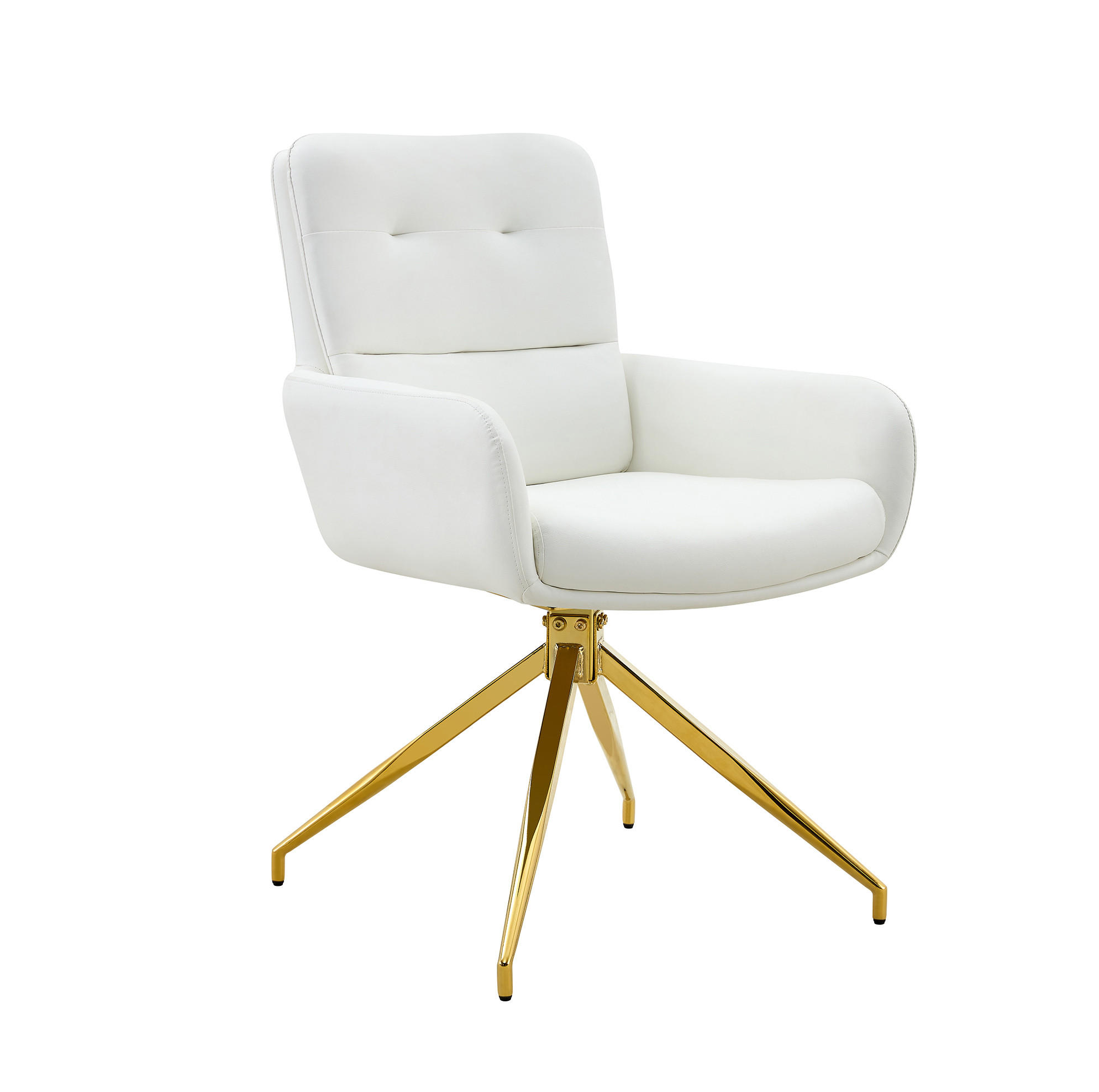 DREHSTUHL 2er-Set 360° drehbar 85 cm PU Weiß Goldfarben - Weiß, Metall (50/85/55cm) - Meubliv