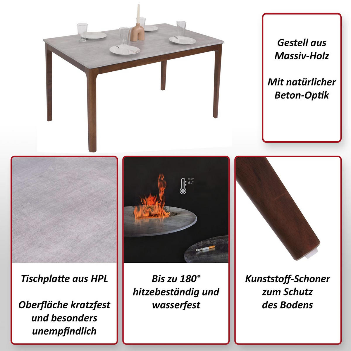 ESSZIMMERTISCH rechteck Grau - Braun/Grau, Holz (80/135/76cm) - MCW