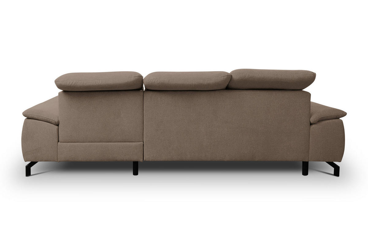 ECKSOFA MALIBU mit Schlaffunktion und Bettkasten, Farbe: Braun, Velourstoff, Ottomane Rechts - Braun, Textil (276/184cm) - VENASI MÖBEL
