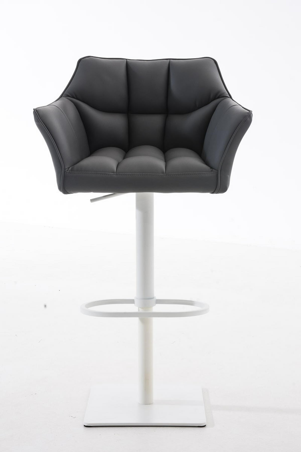 BARHOCKER Damaso 88x64x45 cm Grau - Grau, Leder (64/88/45cm) - furnicato