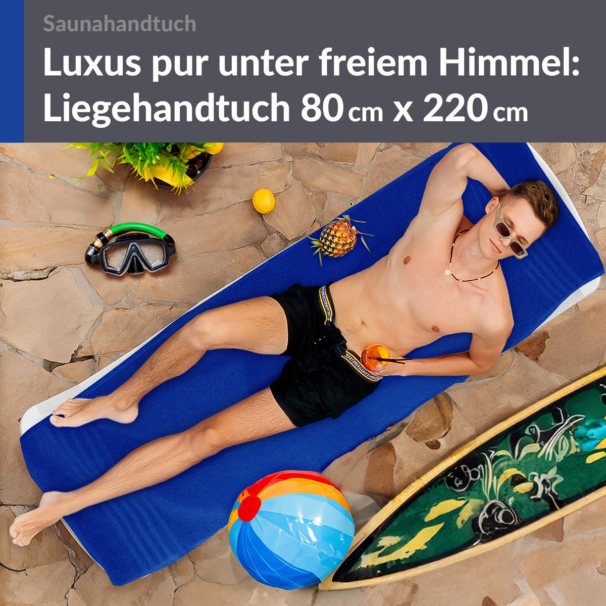 SAUNATUCH London Azur Blau 80x220 cm - Blau, Textil (80/220cm) - Lashuma