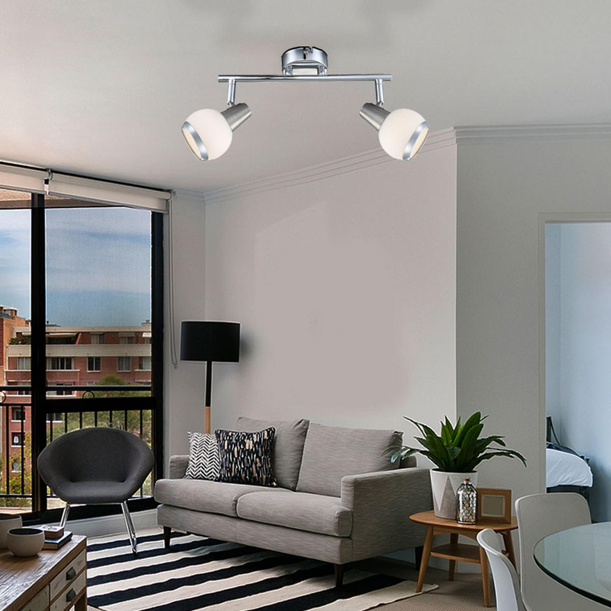 LED DECKENLEUCHTE Karde Chrom Silber - Silberfarben, Glas (30/8/15cm) - Globo Lighting