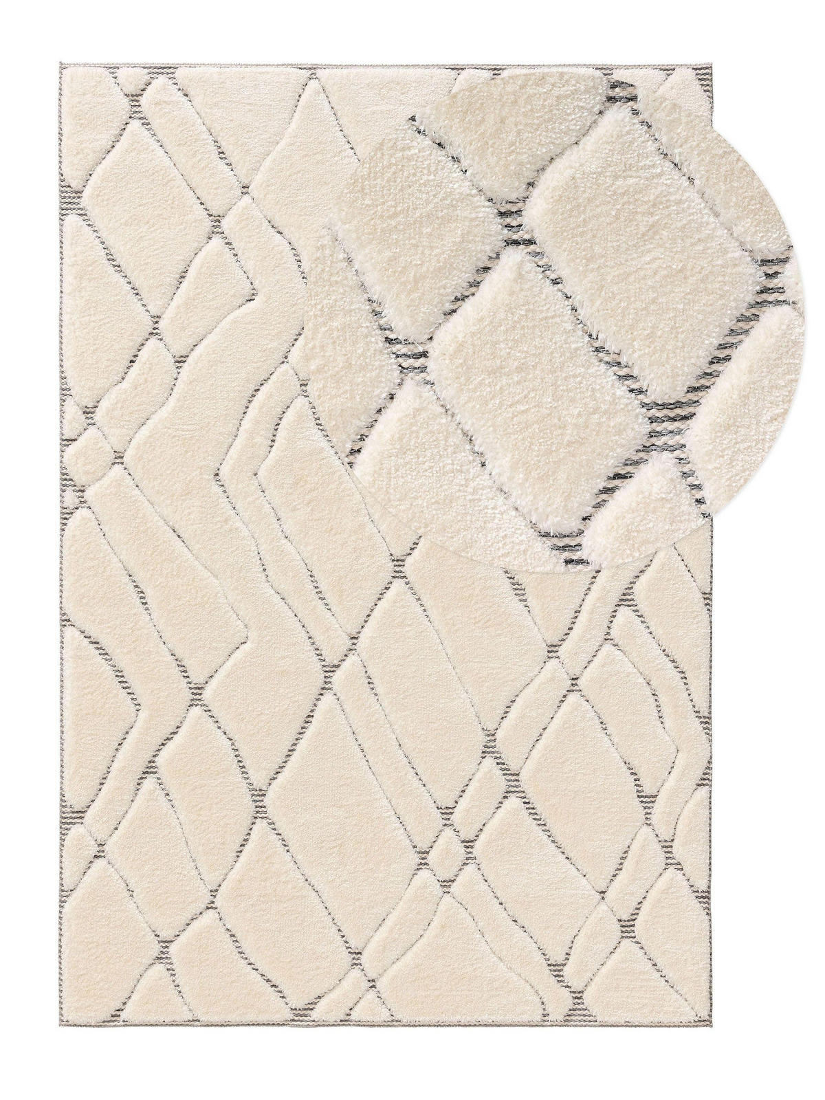 TEPPICH Elanie 250/350 cm - Creme/Grau, Kunststoff (250/350cm) - benuta Pop