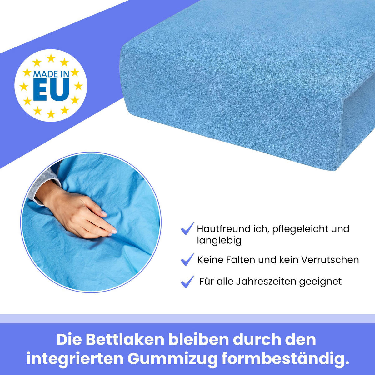 SPANNBETTLAKEN 160/200 cm, Frottee Elastisch 100 % Baumwolle Hellblau - Hellblau, Textil (160/200cm) - Best For Home