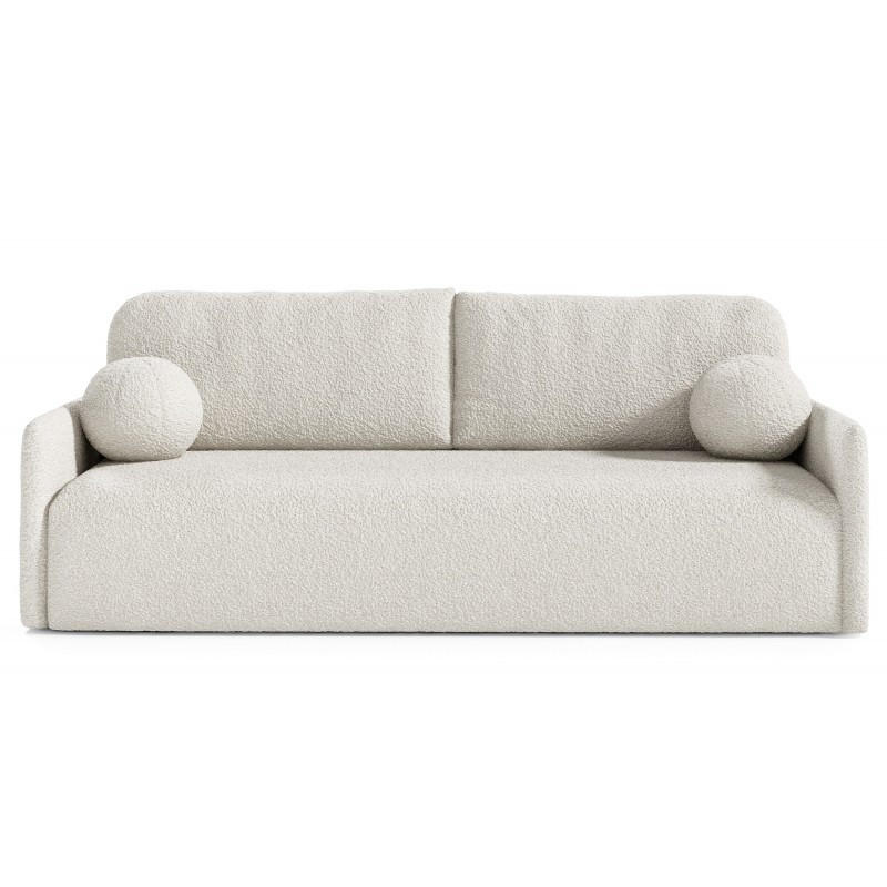 SCHLAFSOFA GLOV, Sofa mit Schlaffunktion und Bettkasten, Farbe: milchig, Bouclé-Stoff - Creme, Textil (206/95/87cm) - Sepro Meble