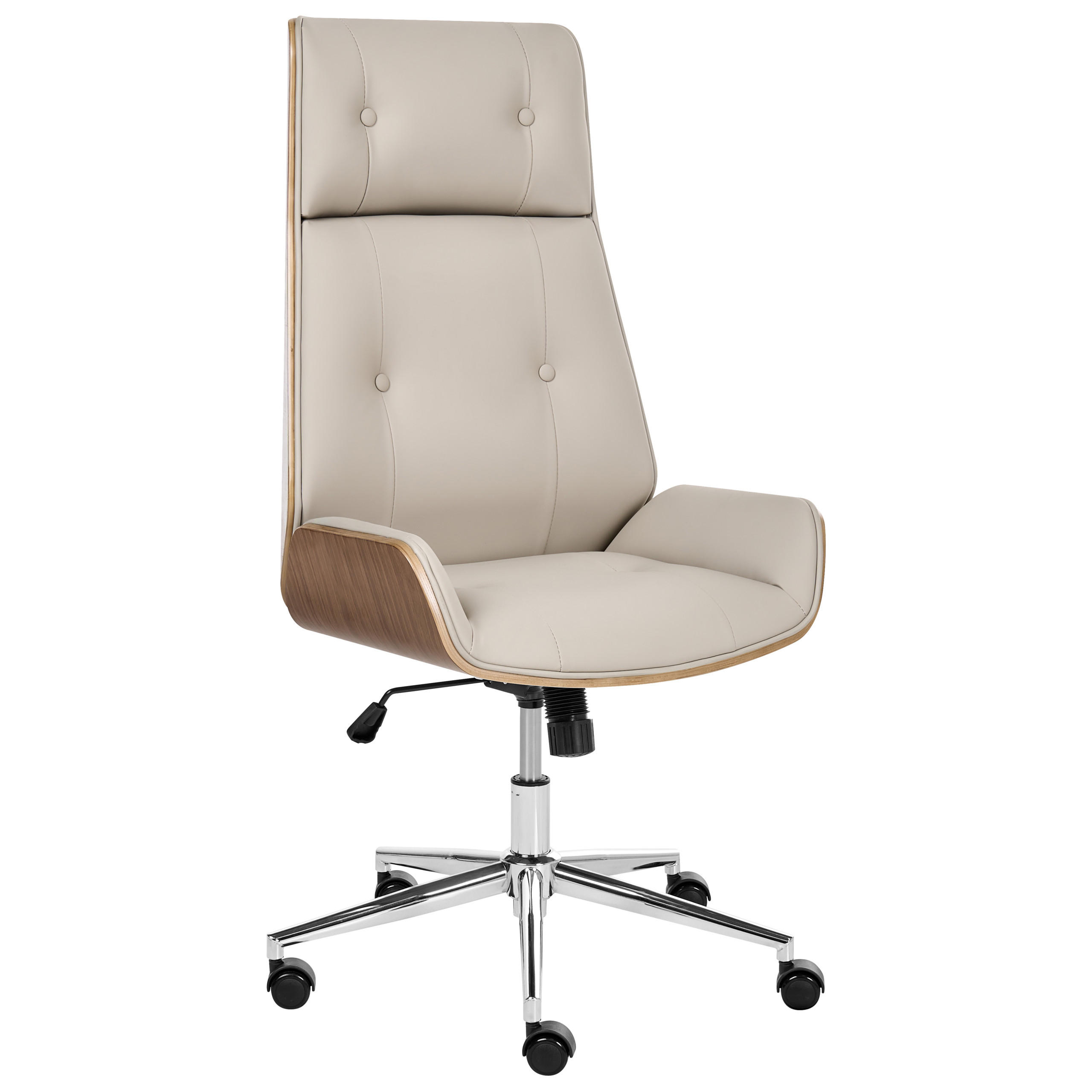 BÜROSTUHL Kunstleder Taupe Pliora - Taupe, Kunststoff (68/113/68cm) - Beliani