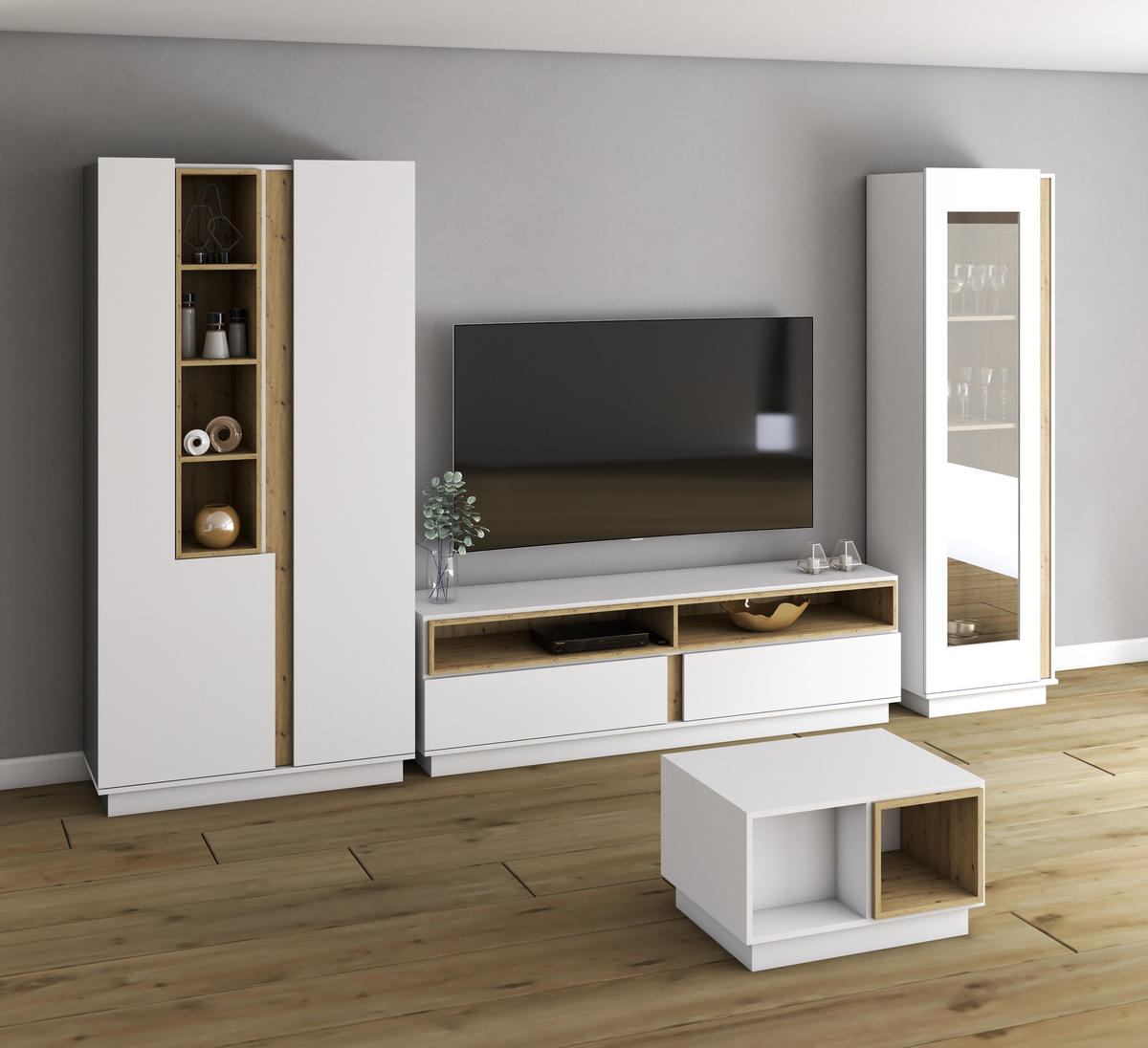 TV-SCHRANK - RTV Reyla 09 Weiß - Weiß, Holzwerkstoff (180/55/42cm) - Möblo