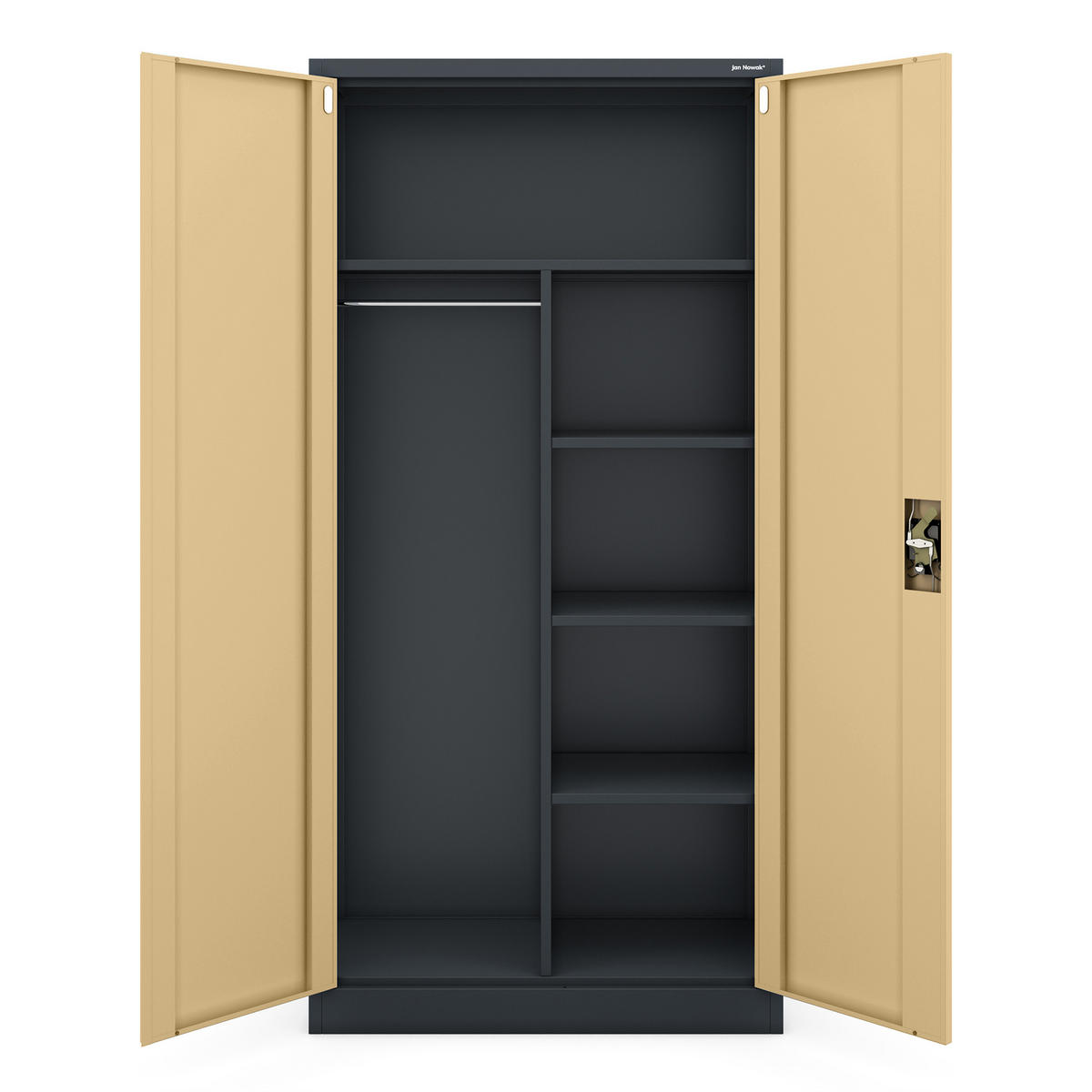 METALLSCHRANK DAWID 185x90x45 cm - Anthrazit/Nussbaumfarben, Metall (90/185/45cm) - Jan Nowak