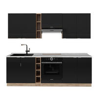 KUHINJSKA ENOTA Fame-Line Črno črtasto/zlati hrast 235 cm , DP Marmor - črna/medeni hrast, leseni material (235/206.8/60cm) - Vicco