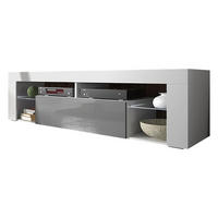 TV-LOWBOARD Bianko Weiß Matt/Grau Hochglanz mit LED, 140 cm - Weiß/Grau, Holzwerkstoff (140/50.5/35cm) - Selsey